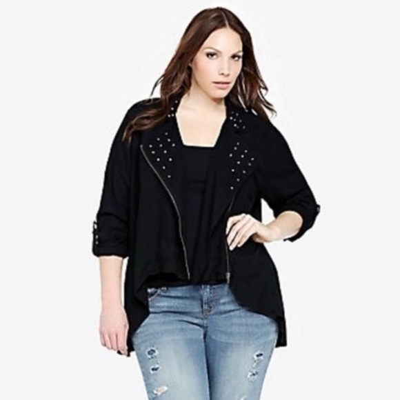 torrid Jackets & Blazers - Torrid black jacket blazer zip up moto style studded 3X